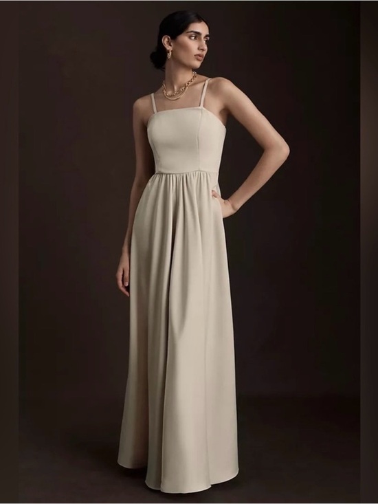 BHLDN Dresses & Skirts - BHLDN Elsie Straight-Neck Satin A-Line Gown , size 8